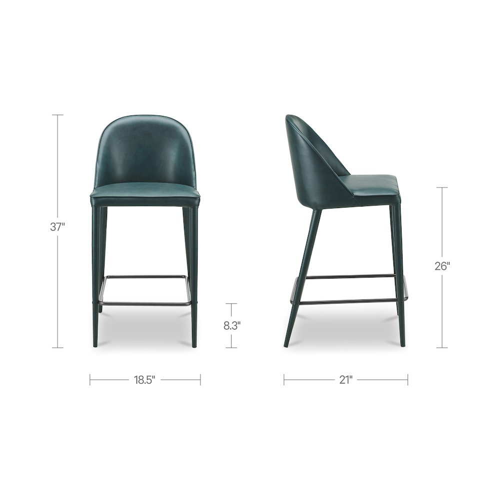 Burton Counter Stool Dark Teal Vegan Leather. Picture 3