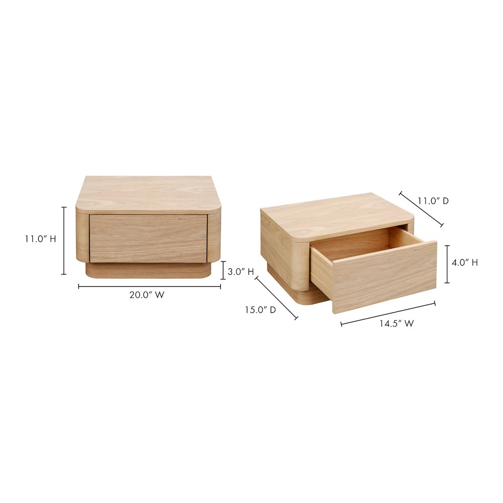 Round Off Small Nightstand Light Oak Brown. Picture 9
