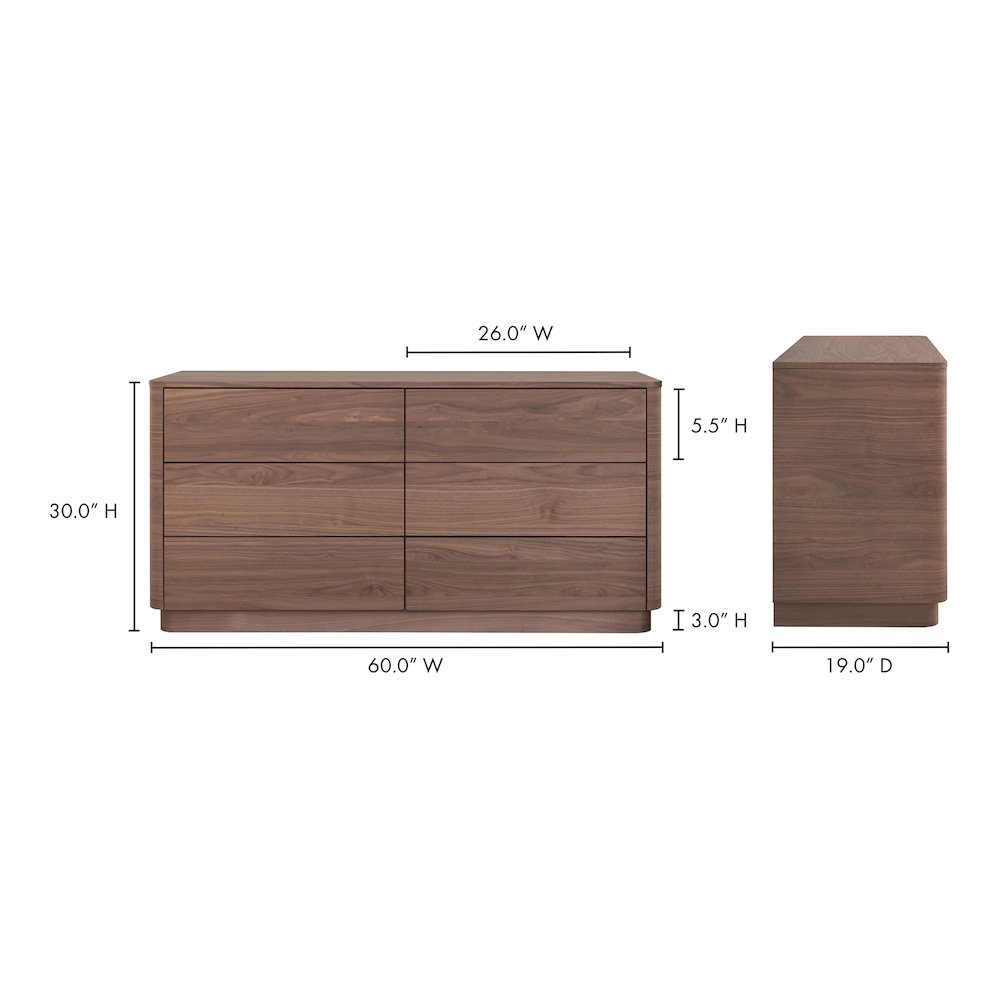 Round Off Dresser Walnut Brown. Picture 10