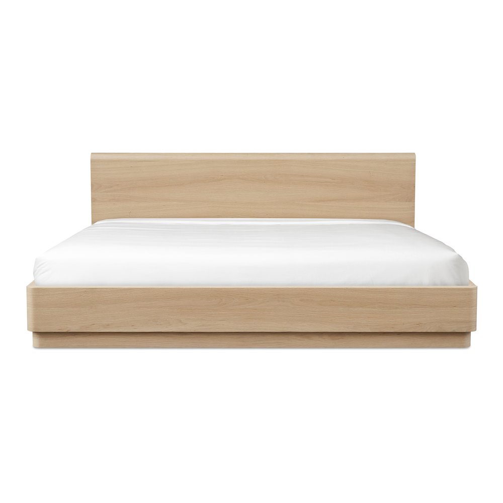 Round Off Queen Bed Light Oak Brown. Picture 1