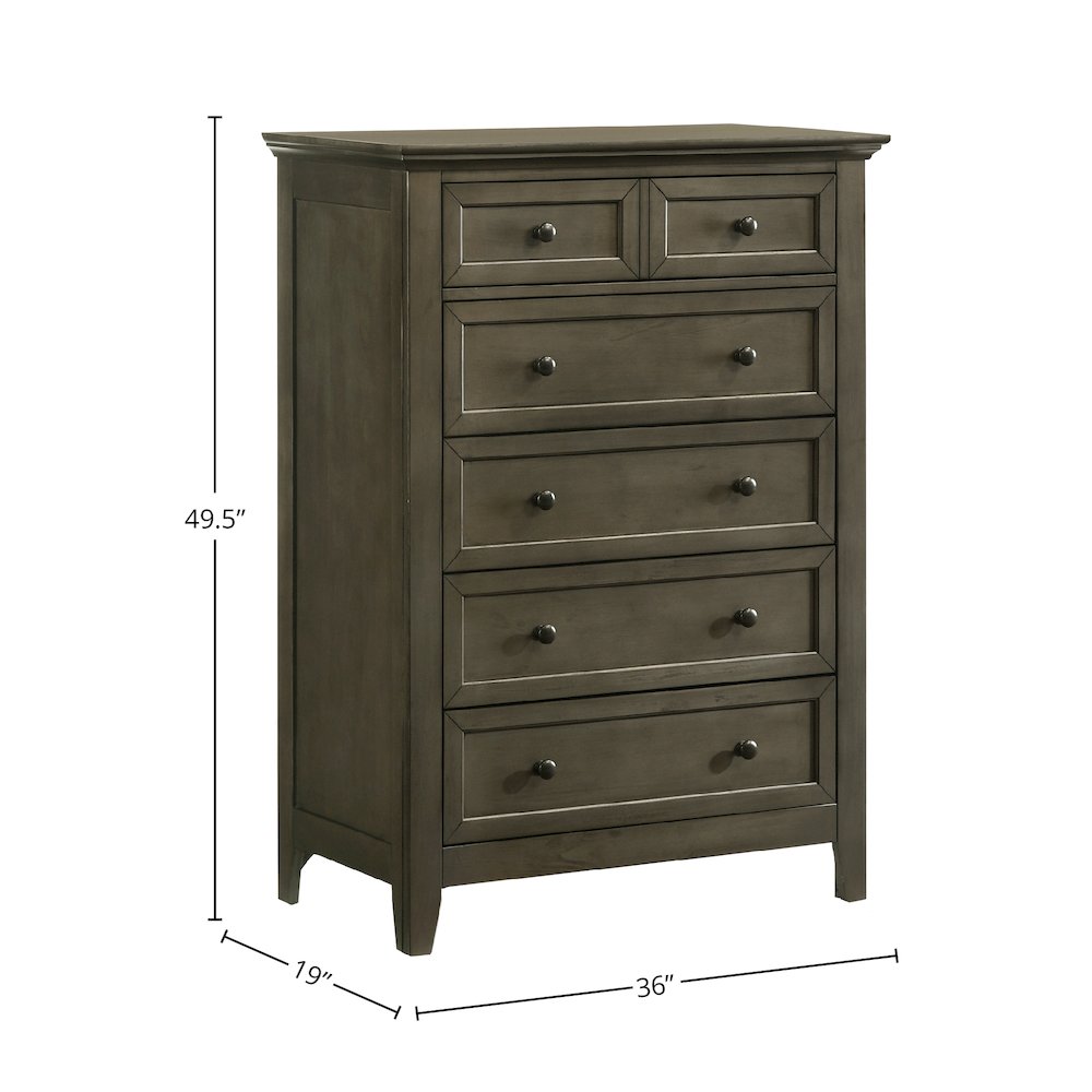 San Mateo Youth 5-Drawer Chest, Gray. Picture 2