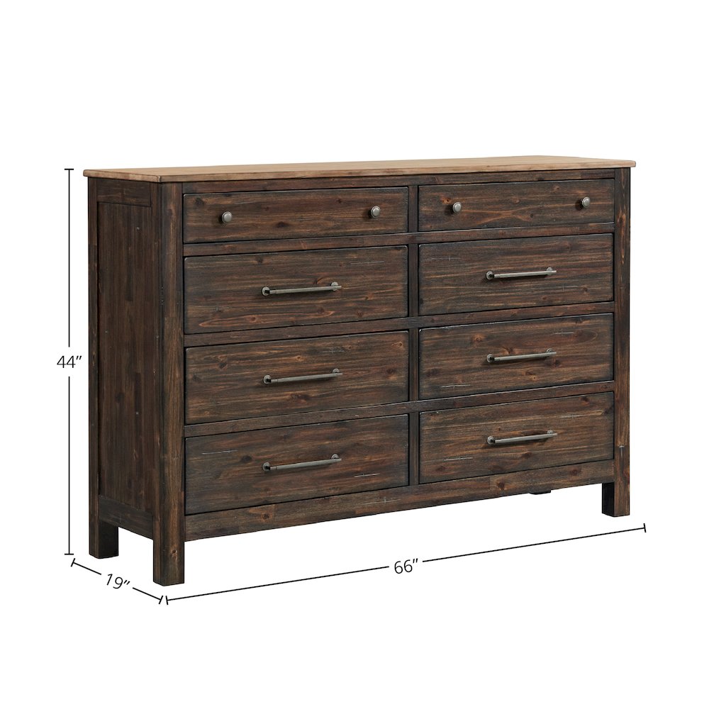 Transitions 8 Drawer Dresser, Driftwood and Sable. Picture 2