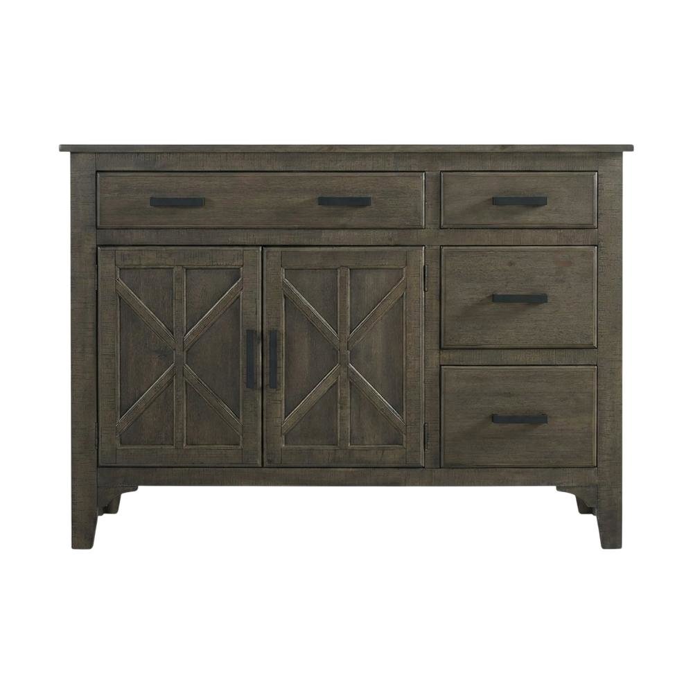 Wood Veneer Sideboard Server with Cabinet Storage for Dining Room. Picture 1
