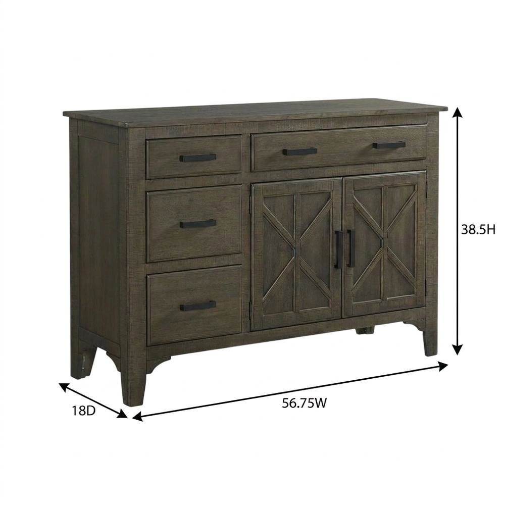 Wood Veneer Sideboard Server with Cabinet Storage for Dining Room. Picture 5