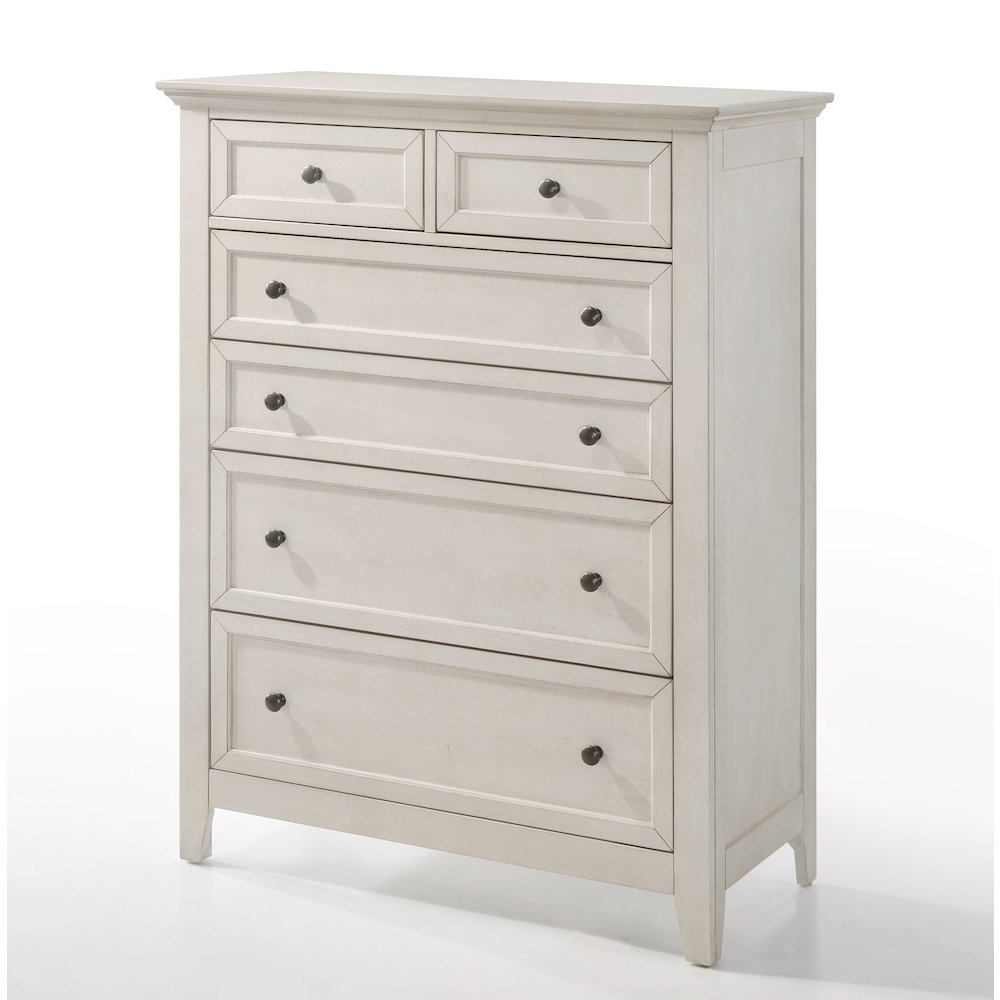 San Mateo 6-Drawer Standard Chest, Rustic White. Picture 1