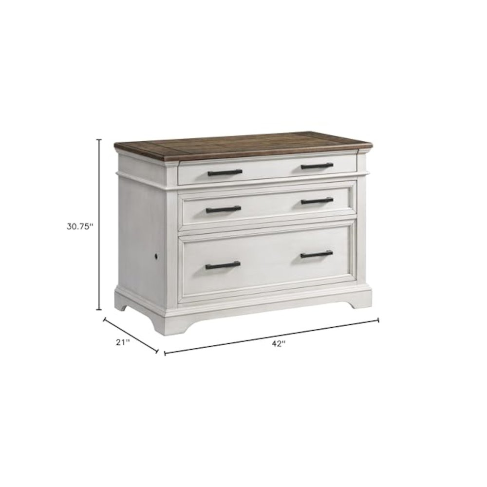 42" Lateral File Cabinet in Rustic White & French Oak. Picture 3