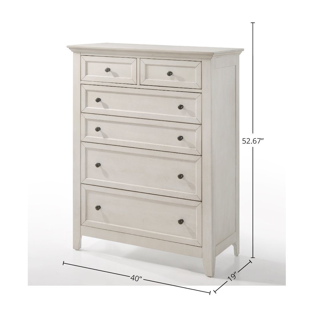 San Mateo 6-Drawer Standard Chest, Rustic White. Picture 3