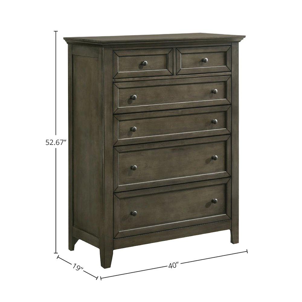 San Mateo 6-Drawer Standard Chest, Gray. Picture 2