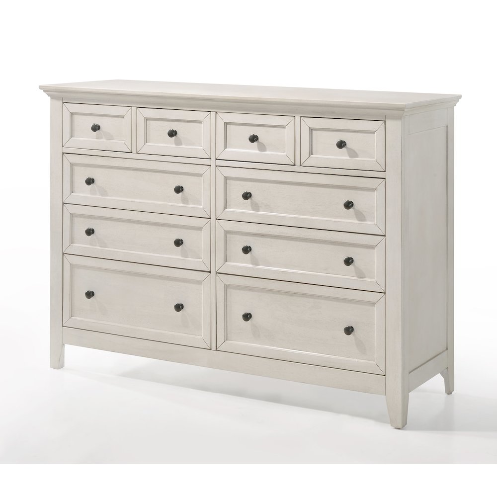 San Mateo 10-Drawer Dresser, Rustic White. Picture 1