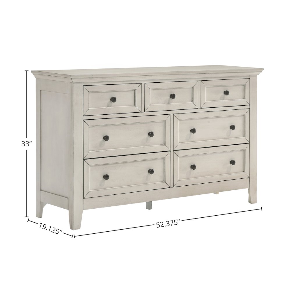 San Mateo Youth 7-Drawer Dresser, Rustic White. Picture 2