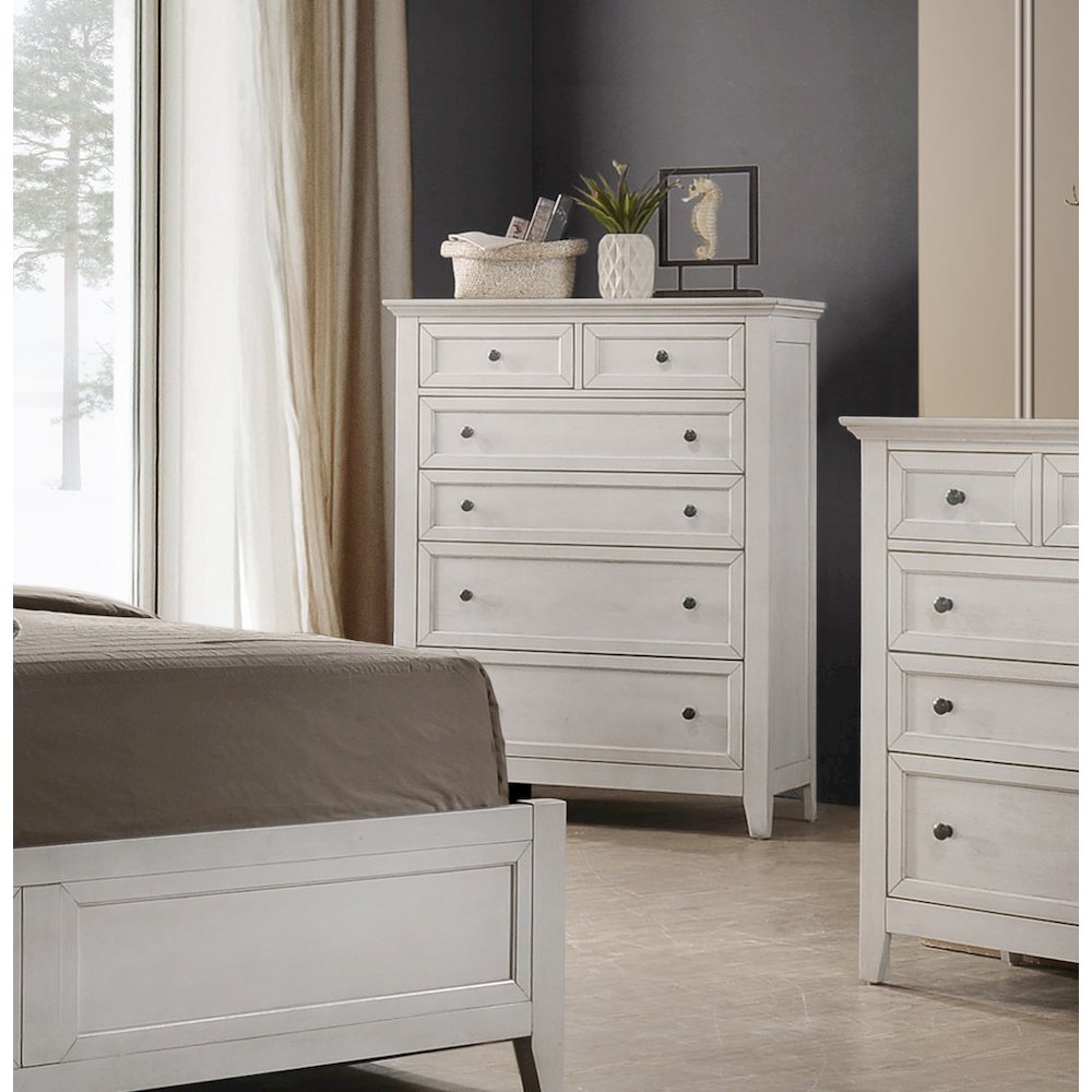 San Mateo 6-Drawer Standard Chest, Rustic White. Picture 2