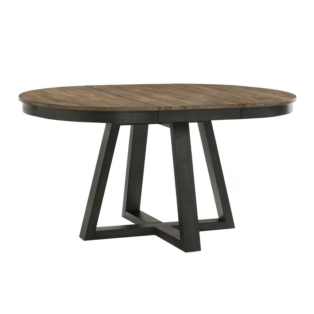 Table, 42x42-60 Round Dining in Brushed Brown & Pecan. Picture 1