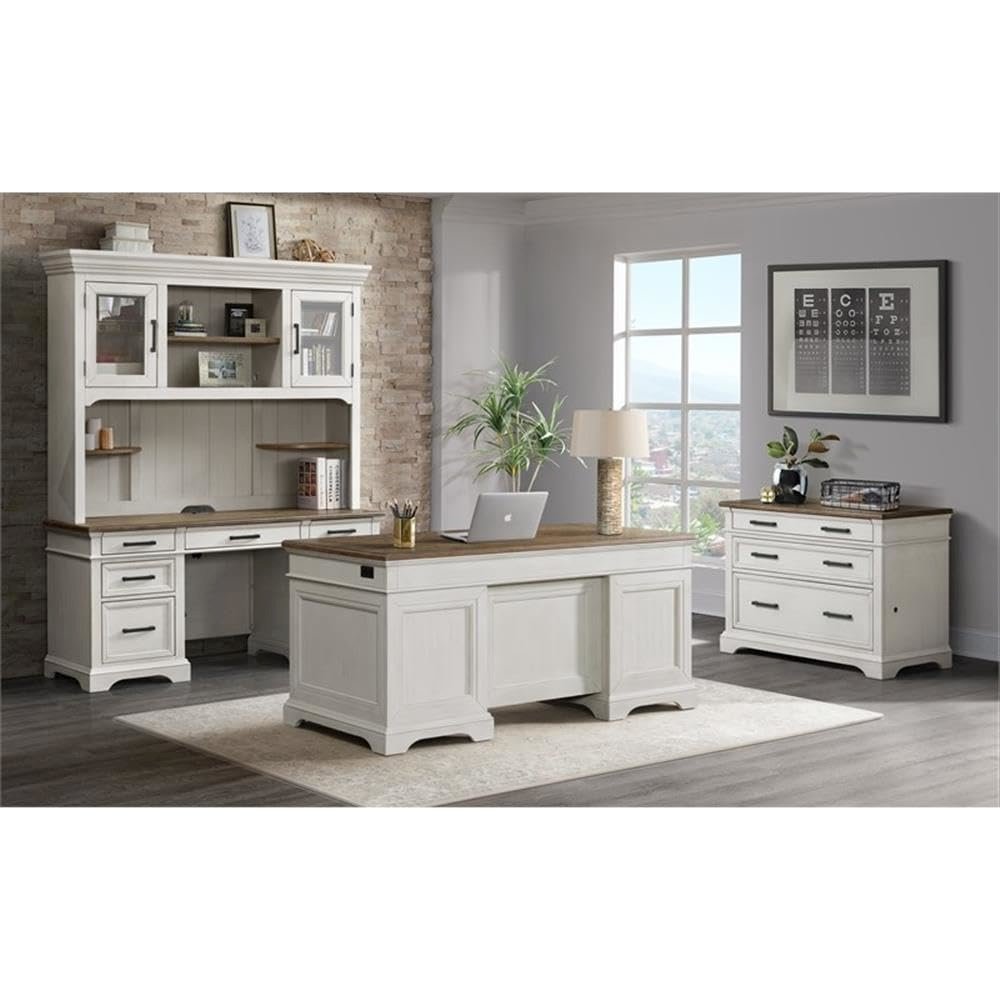42" Lateral File Cabinet in Rustic White & French Oak. Picture 2