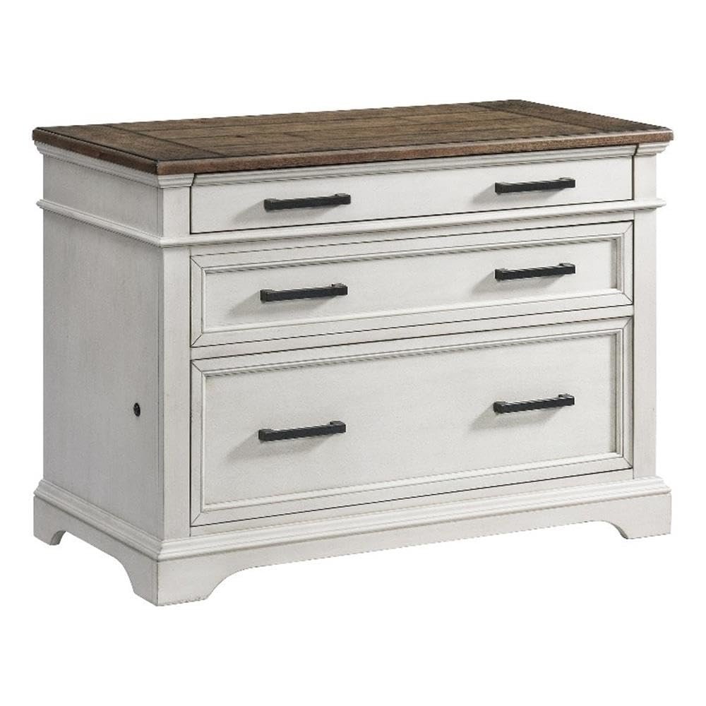 42" Lateral File Cabinet in Rustic White & French Oak. Picture 1
