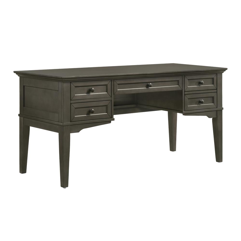 62" Half Ped Exec Desk in Gray. Picture 1
