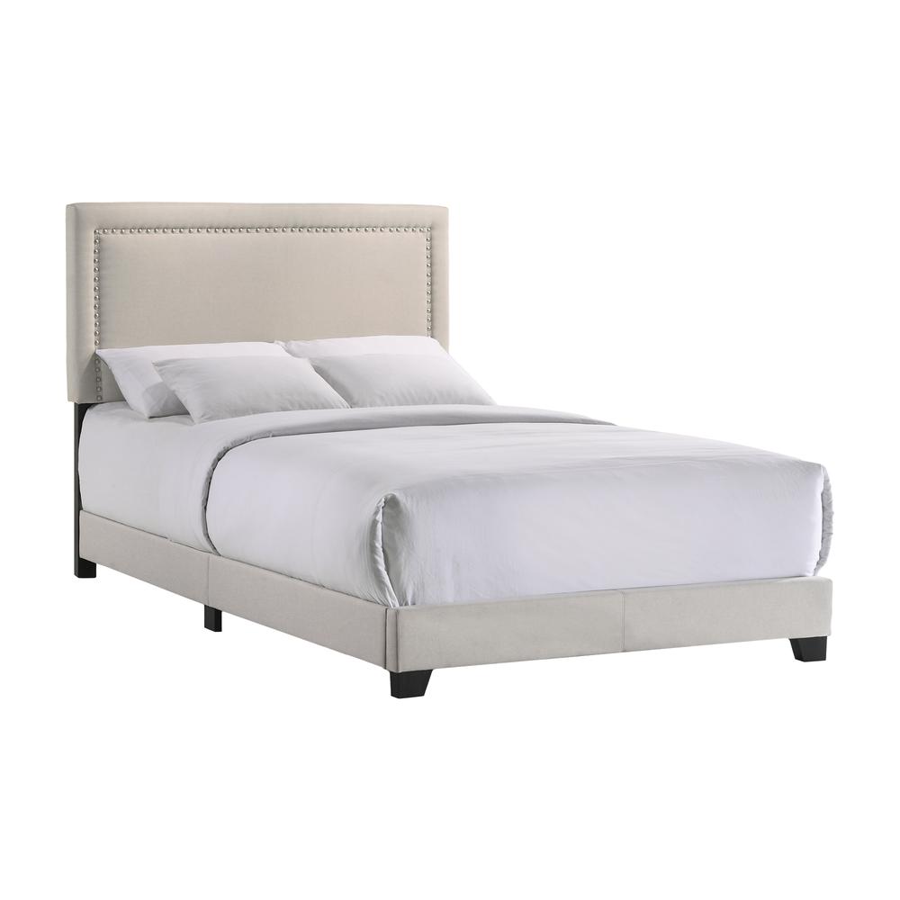 Zion Full UPH Bed in Zion Fog Fabric. Picture 1