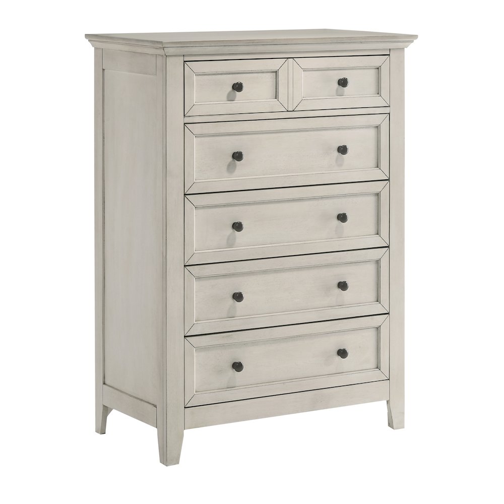 San Mateo Youth 5-Drawer Chest, Rustic White. Picture 1