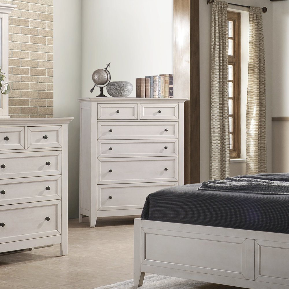 San Mateo 6-Drawer Standard Chest, Rustic White. Picture 4