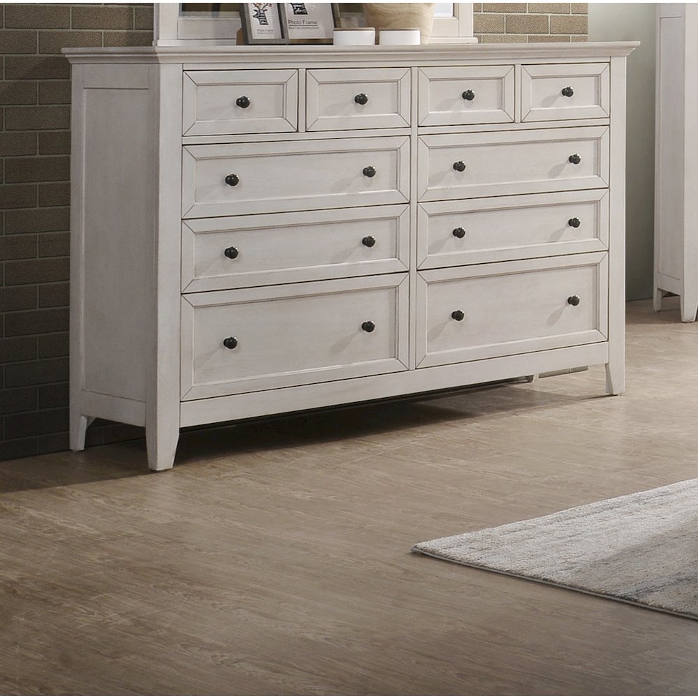 San Mateo 10-Drawer Dresser, Rustic White. Picture 2