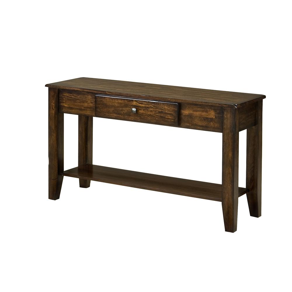 49" x 18" Sofa Table w/Shelf in Raisin. Picture 1