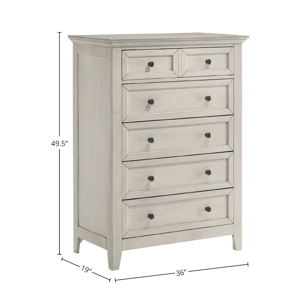 San Mateo Youth 5-Drawer Chest, Rustic White. Picture 2