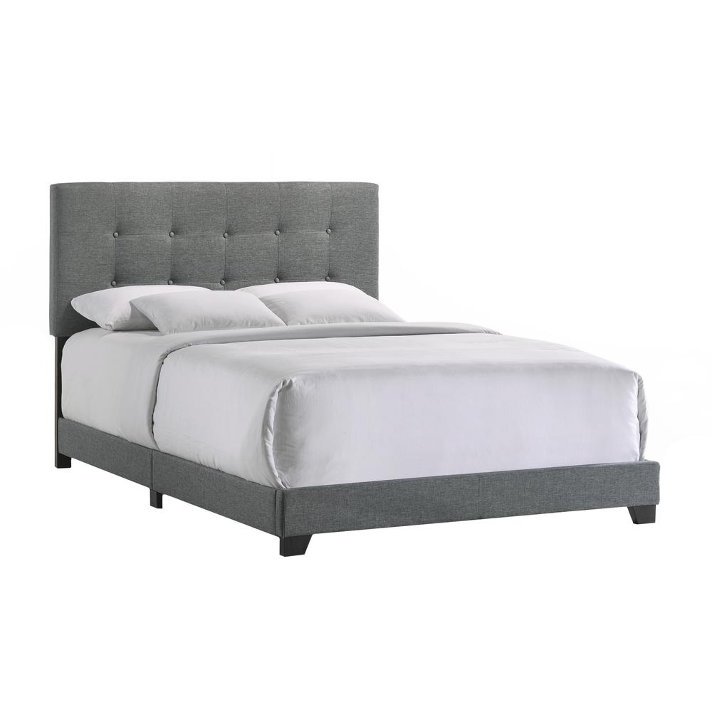 Addyson Queen UPH Bed in Addyson Gunmetal Fabric. Picture 1