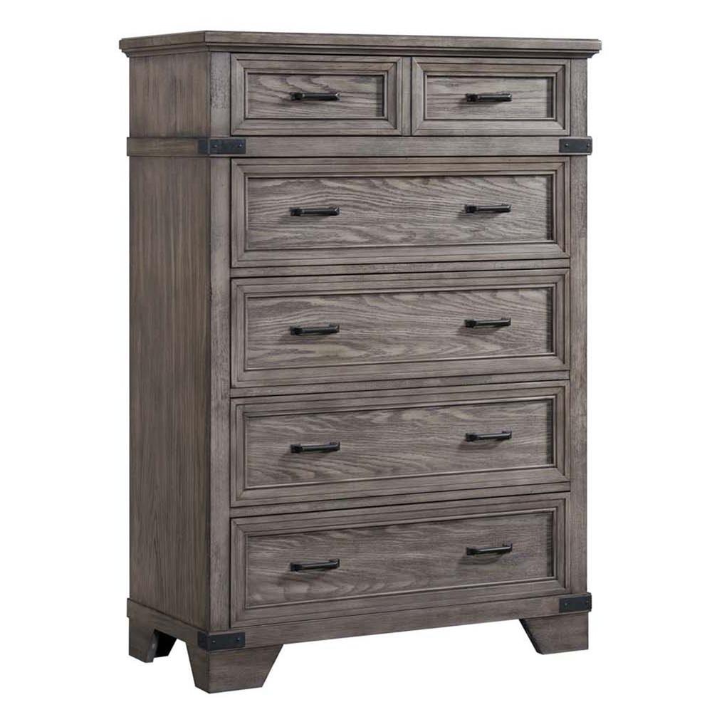 Chest, 5 Drawer Standard in Brushed Steel. Picture 1