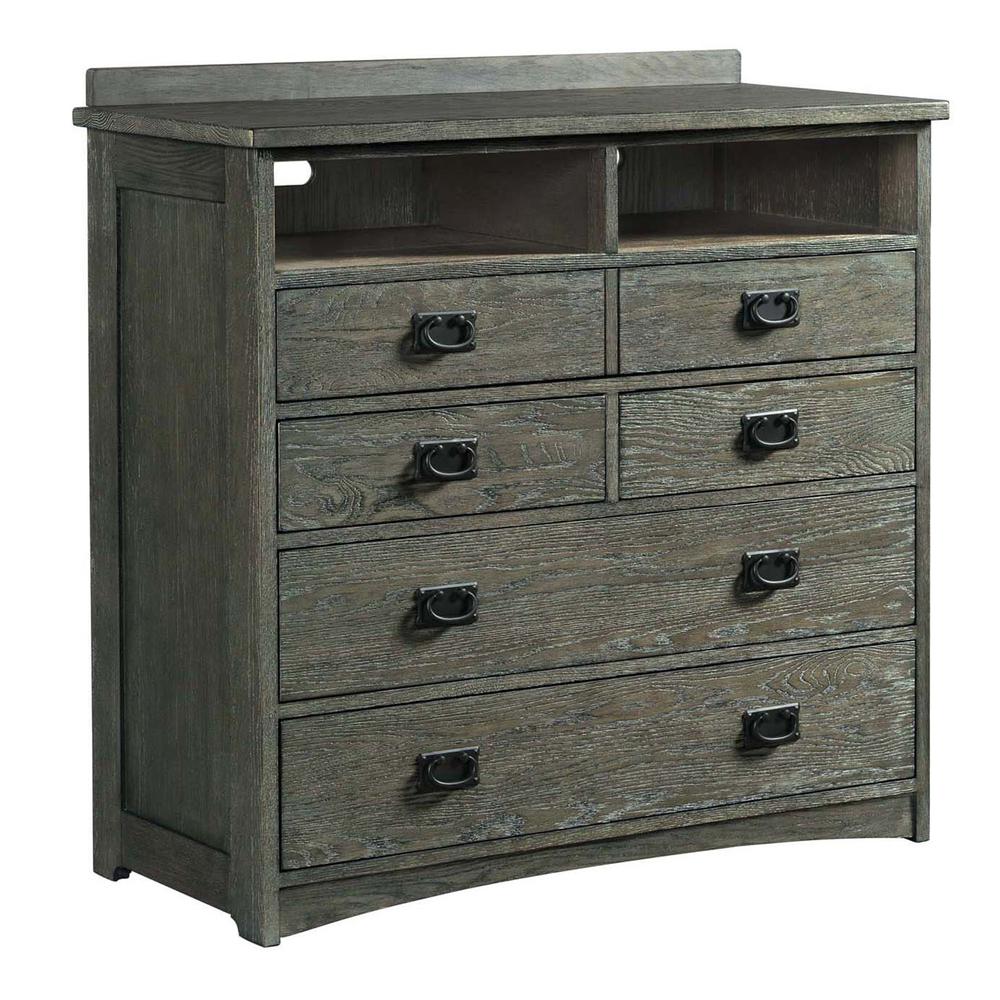 5 Drawer Media Chest in Brushed Pewter. Picture 1