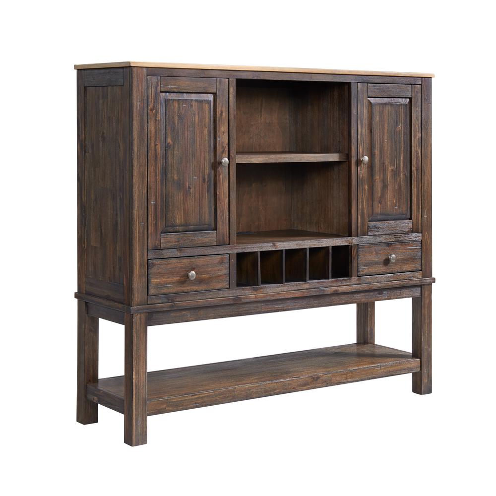 62" Sideboard w/Wine Storage in Driftwood and Sable. Picture 1