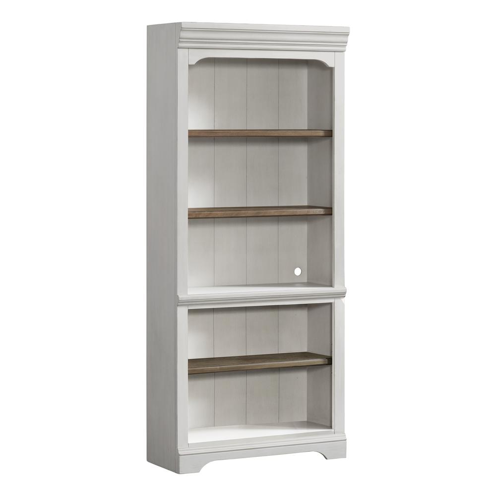 76" Bunching Bookcase in Rustic White & French Oak. Picture 1
