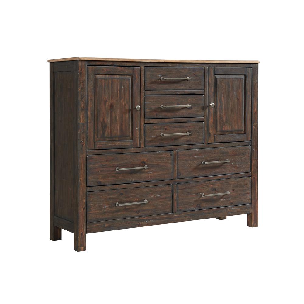 Gentleman's Chest, 7 Drawer w/Doors in Driftwood and Sable. Picture 1