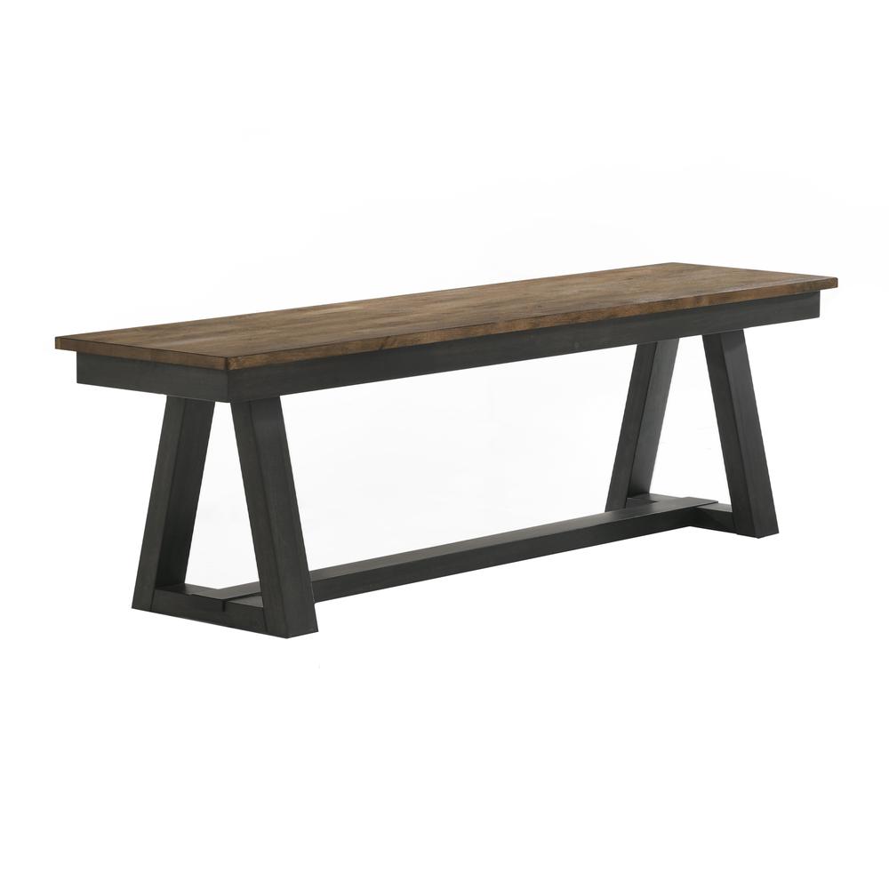 Backless Bench, 62" in Brushed Brown & Pecan. Picture 1