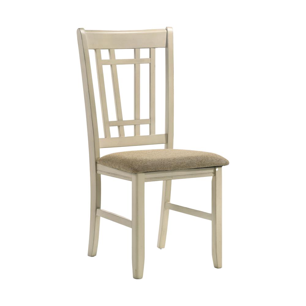 Chair, Lattice Back in Rustic White & French Oak, Set of 2. Picture 1