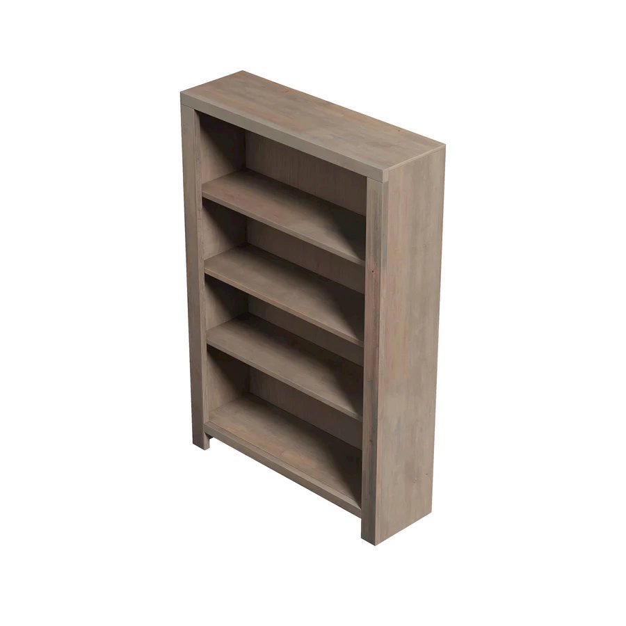 3-shelf Barnwood Finish Solid Wood Bookcase. Picture 1
