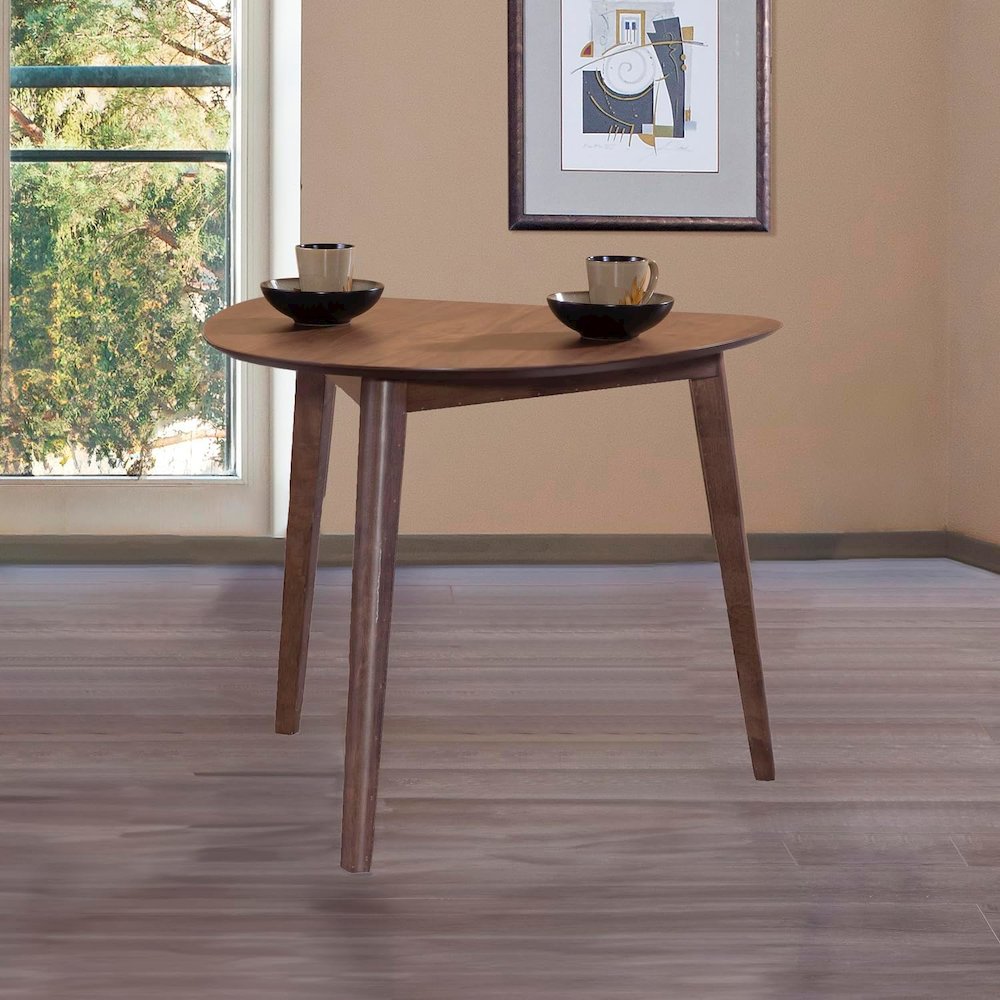 Furniture Oscar 32" Solid Wood Triangle Corner Table in Walnut. Picture 2