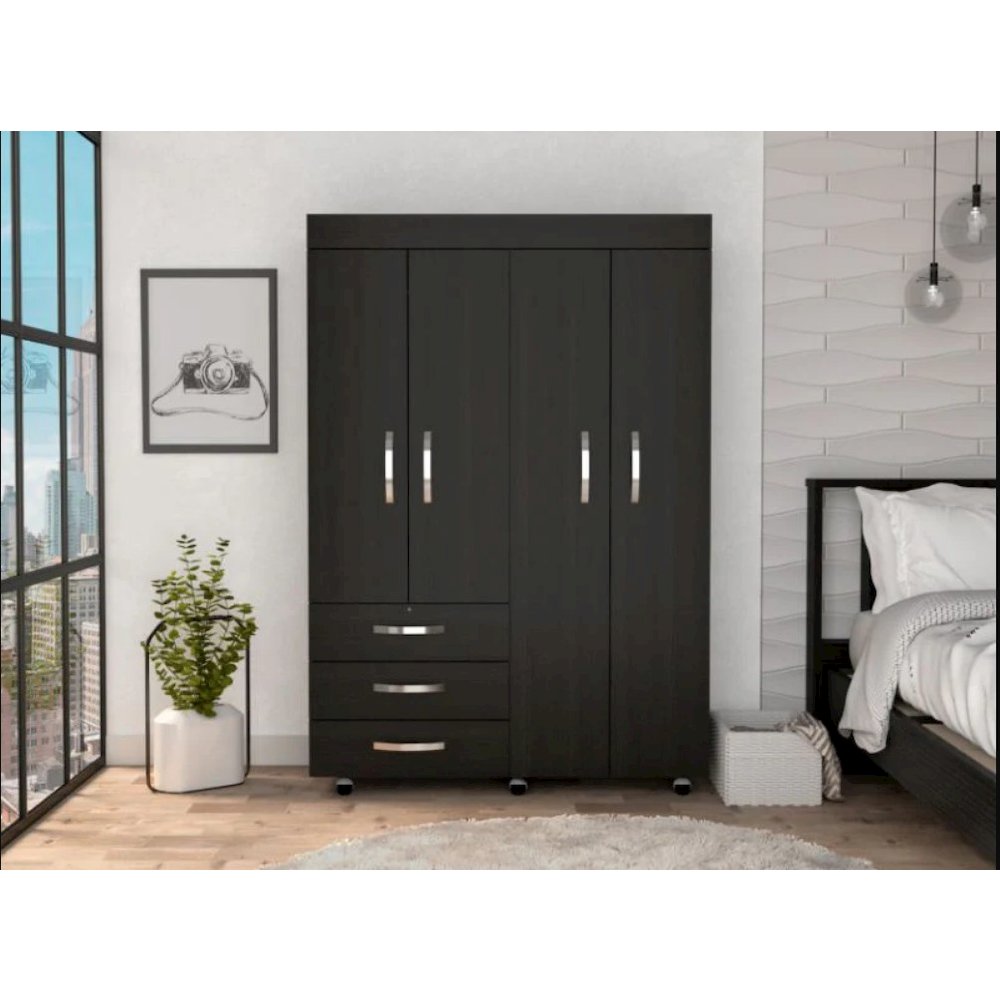 Denver Mobile Armoire Black MDF. Picture 3