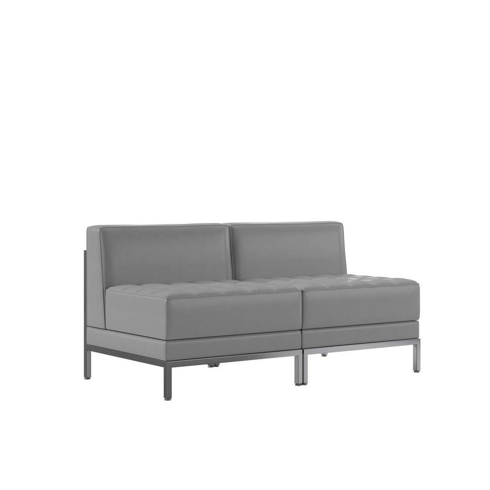 HERCULES Imagination Series 2 Piece Gray LeatherSoft Waiting Room Lounge Set - Reception Bench. Picture 1