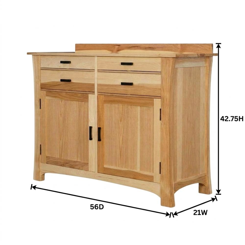 Natural Finish Sideboard with Distressed Look and Dark Brass Hardware. Picture 8