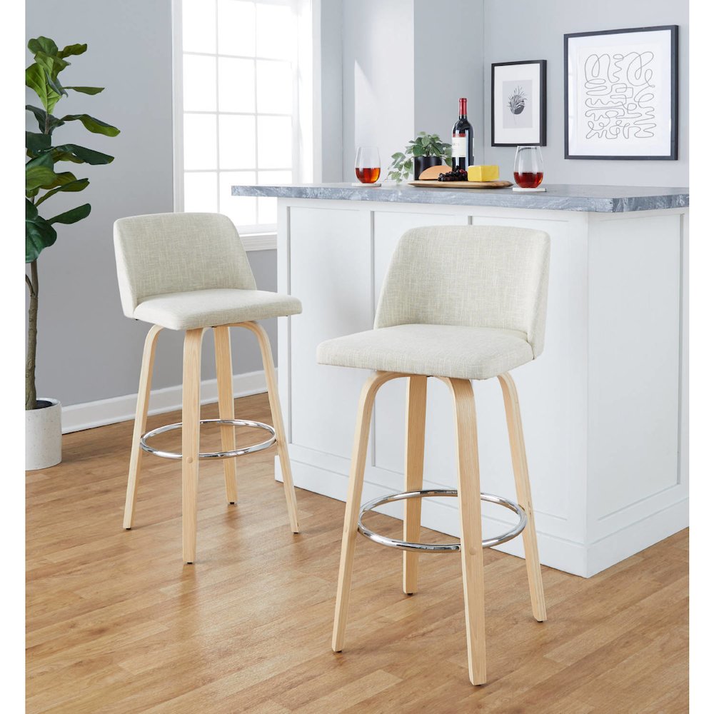 Brown Toriano 30" Fixed-Height Barstool - Set of 2. Picture 6