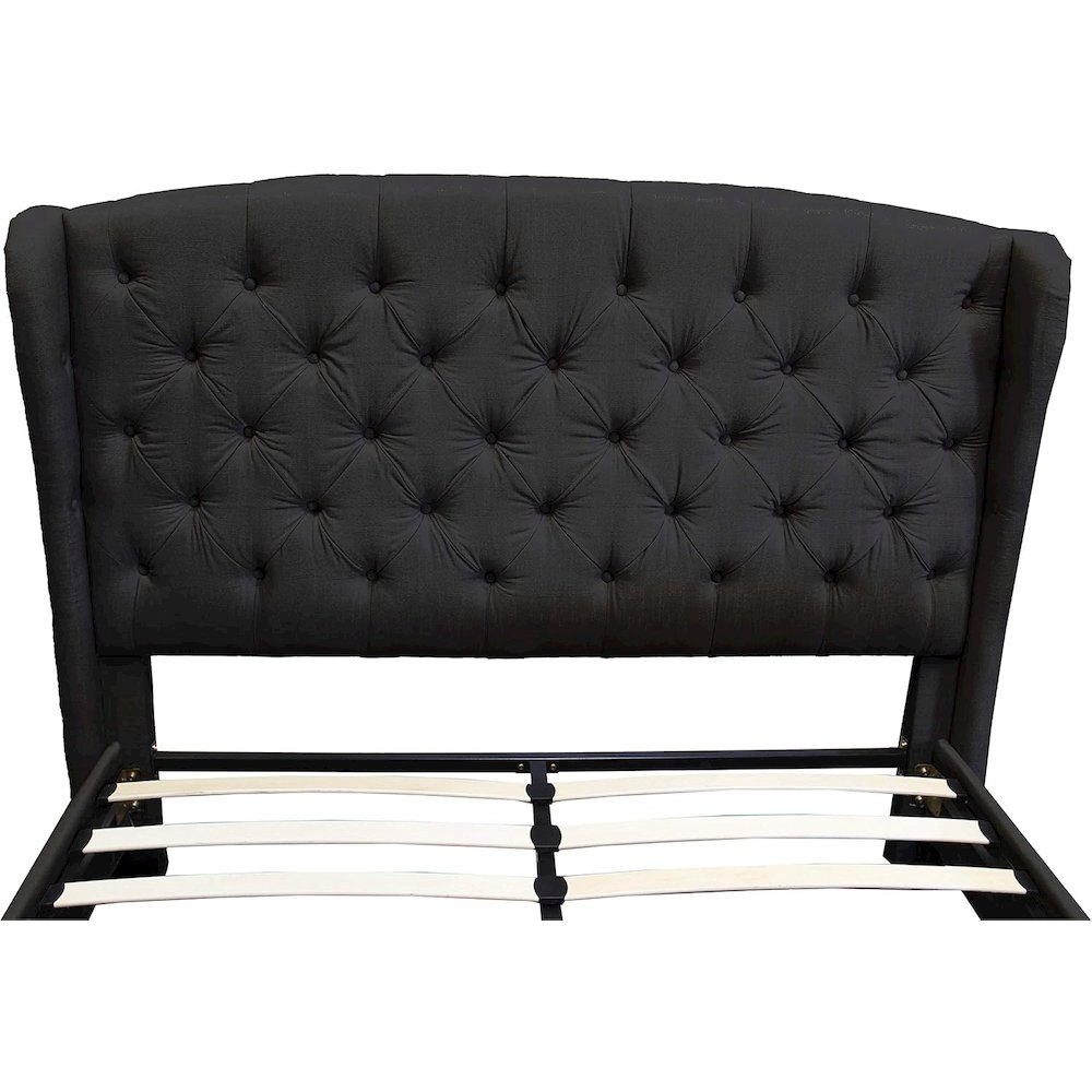 Frances Solid Wood/Fabric Upholstry Cal King Platform Bed - Black. Picture 3