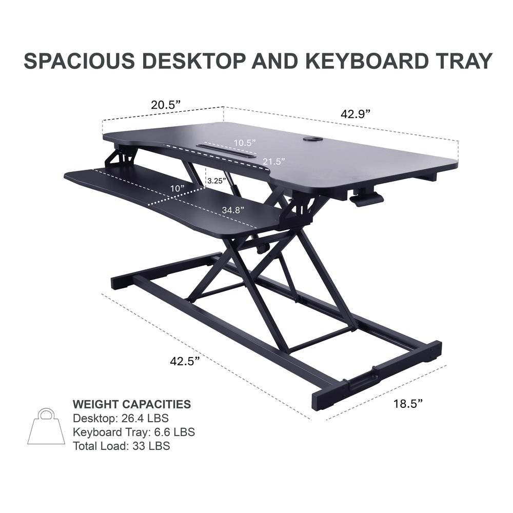 Rocelco 43" Height Adjustable Standing Desk Converter. Picture 4