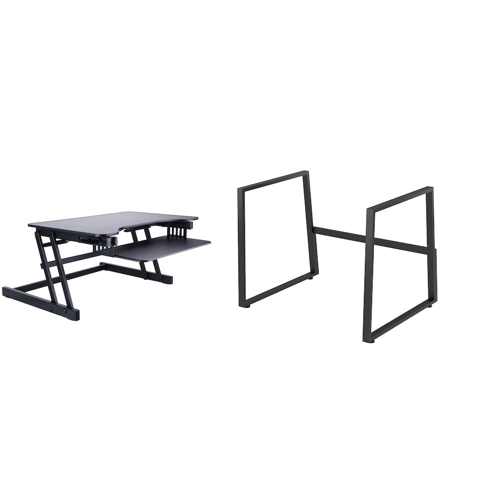 32" Height Adjustable Standing Desk Converter with Floor Stand BUNDLE. Picture 8