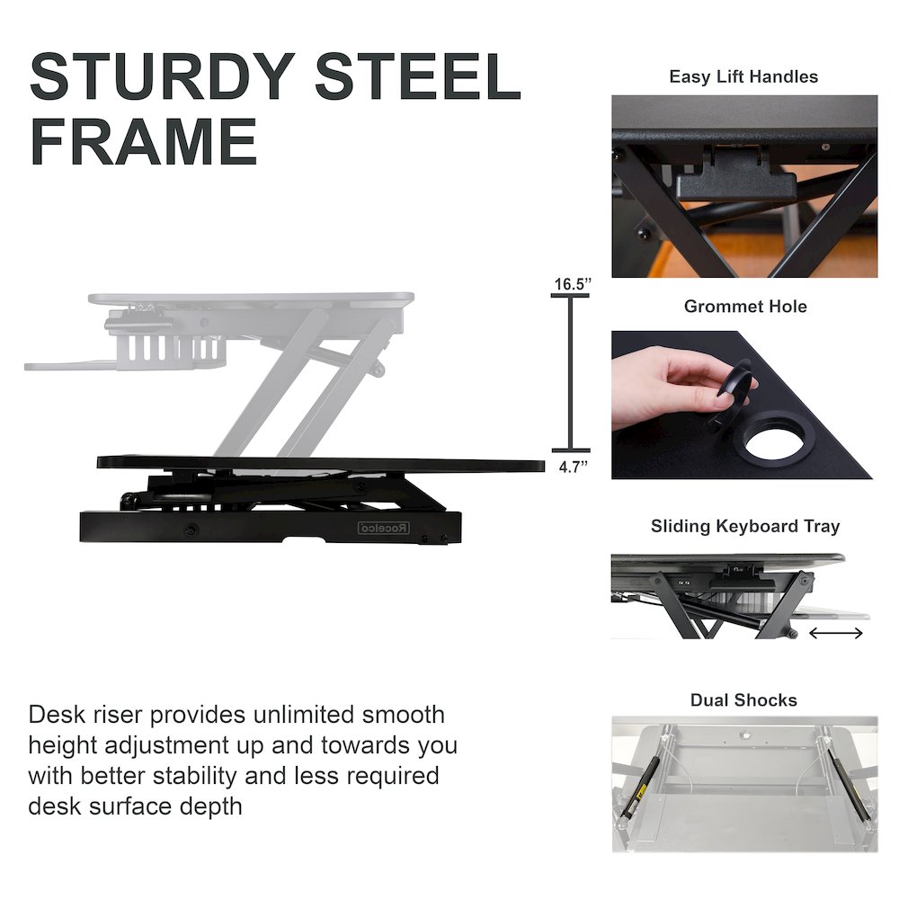 32" Height Adjustable Standing Desk Converter with Floor Stand BUNDLE. Picture 7