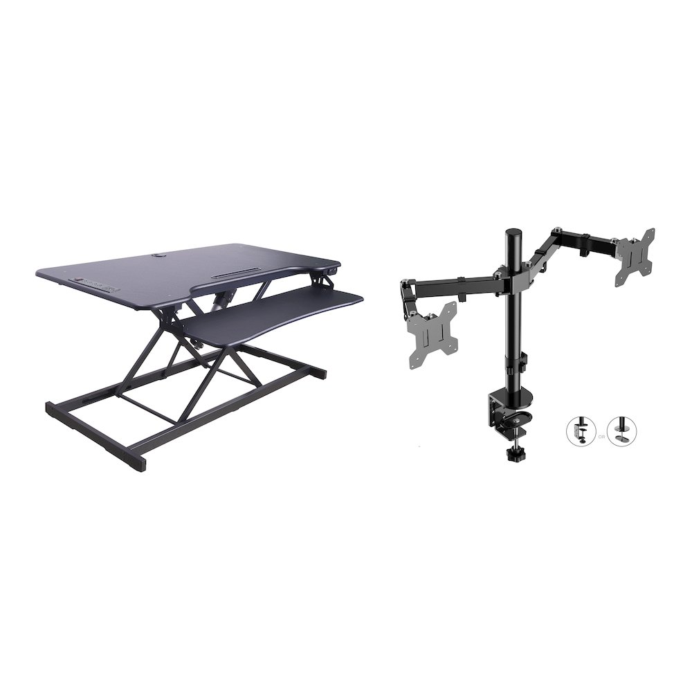 46" Electric Standing Desk Converter with AC Outlet USB Charger. Picture 1