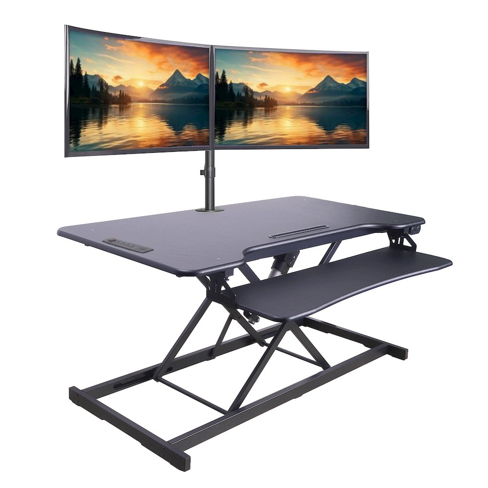 46" Electric Standing Desk Converter with AC Outlet USB Charger. Picture 2