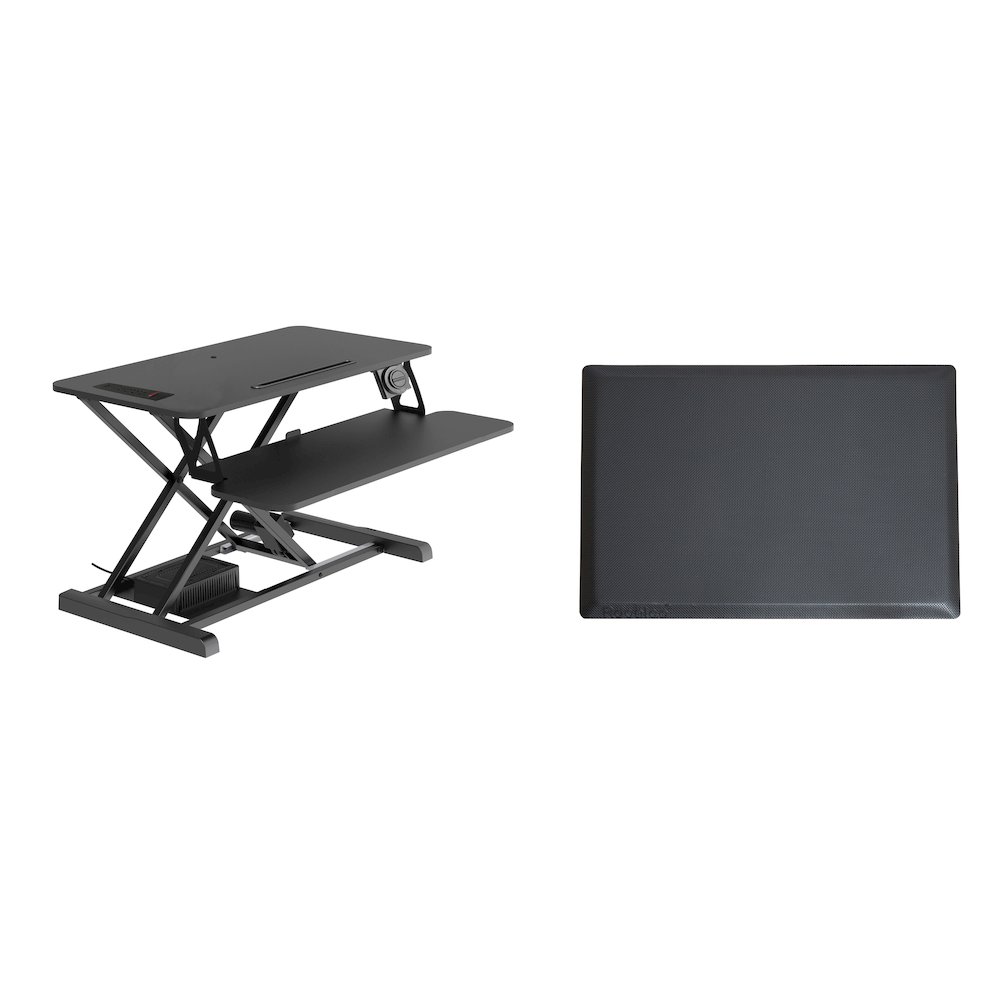 37.4" Electric Standing Desk Converter with Anti-Fatigue Floor Mat. Picture 1