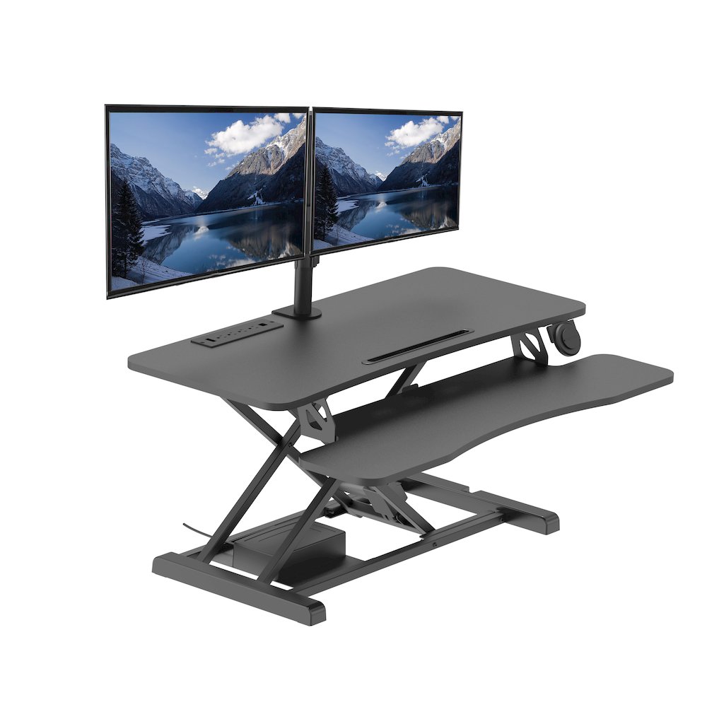 37.4" Electric Standing Desk Converter with Anti-Fatigue Floor Mat. Picture 2