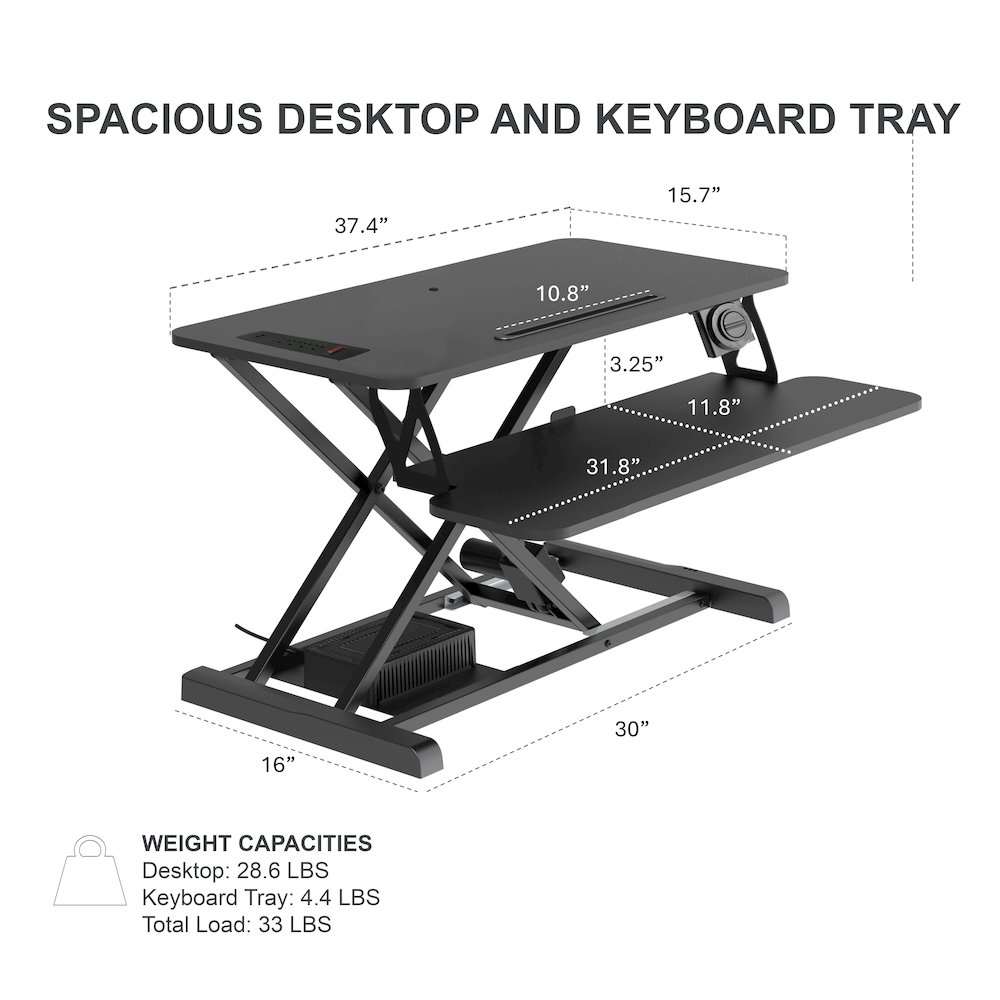 37.4" Electric Standing Desk Converter with Anti-Fatigue Floor Mat. Picture 3