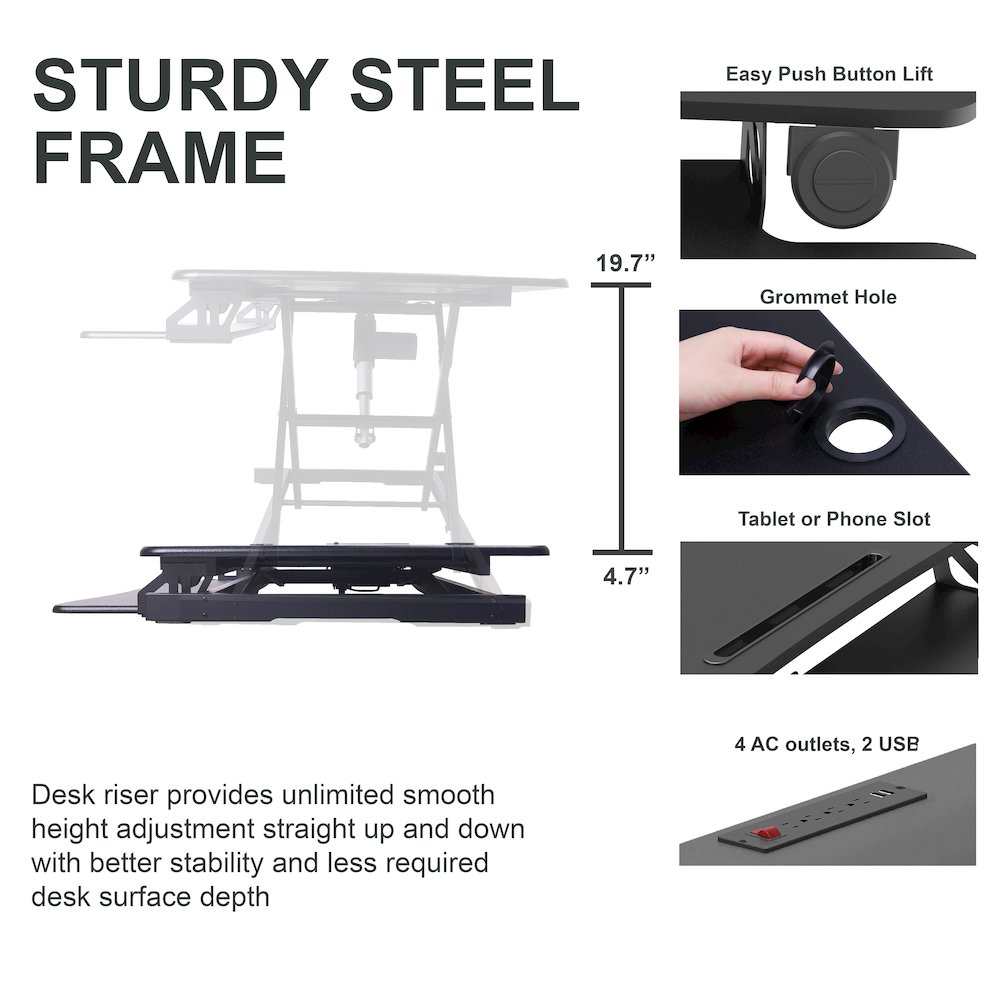 37.4" Electric Standing Desk Converter with Anti-Fatigue Floor Mat. Picture 4