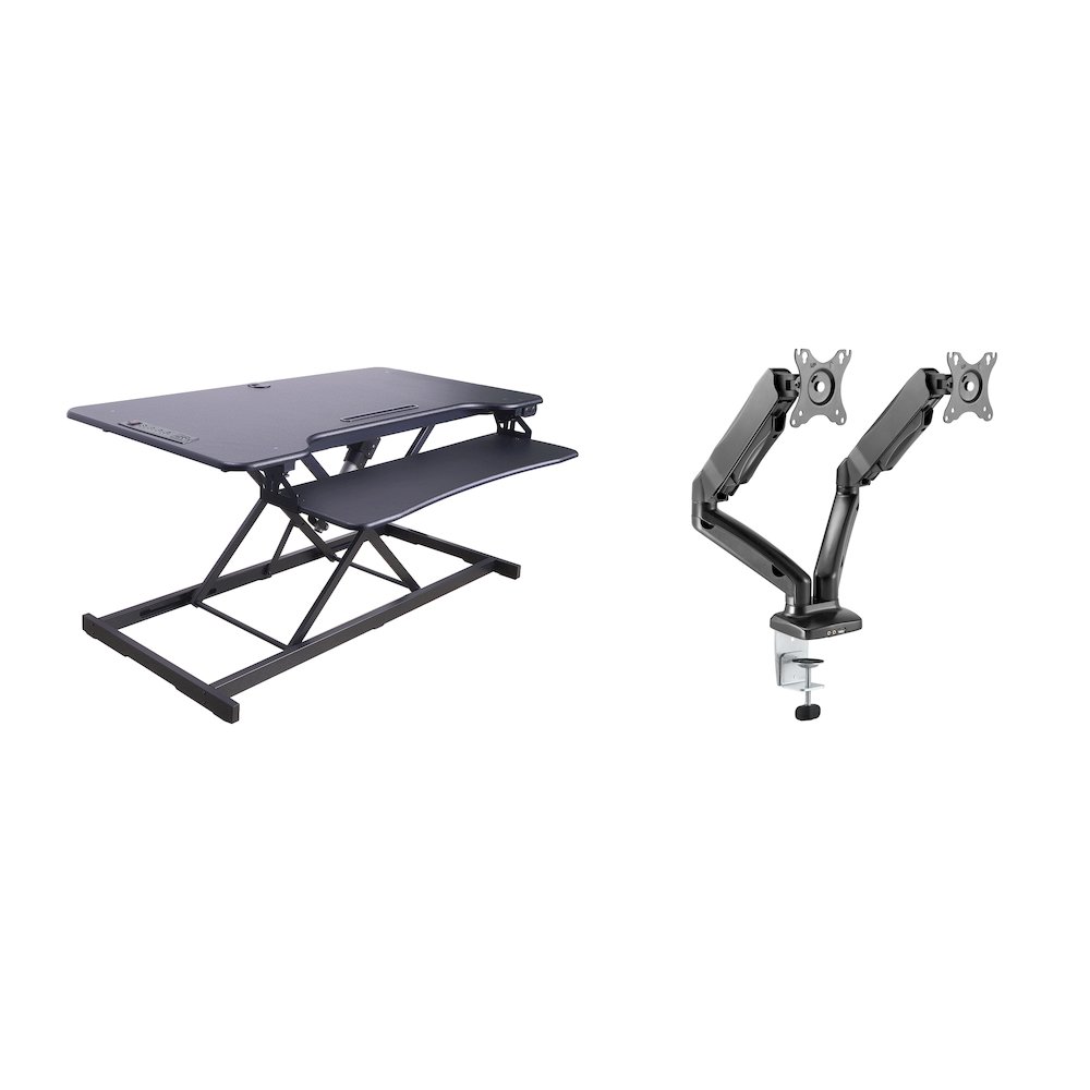46" Electric Standing Desk Converter with AC Outlet USB Charger. Picture 1
